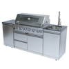 Cherylife 85-Inch 6-Burner 85,000 BTU Gas Grill Island – Outdoor Kitchen with Rotisserie, Granite Countertops, Stainless Steel Sink/Faucet & Storage