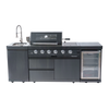 Cherylife S00006 NG 85-Inch 4-Burner 72,000 BTU Natural Gas Grill Island – Outdoor Kitchen with Refrigerator, Wine Cooler, Rotisserie, Granite Countertop & Sink