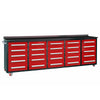 10ft Workbench with Storage Drawers (25 Drawers) Red