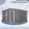 10x8 FT All-Weather Metal Storage Shed – Lockable Doors, Rustproof Steel, Easy Assembly for Garden, Patio, Backyard (Gray)