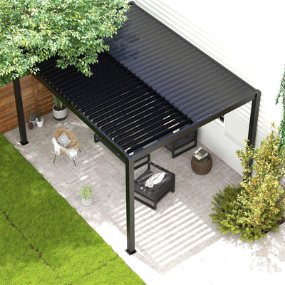 Aluminum Louvered Pergola Kit with Adjustable Roof Upgraded Thickened - Cherylife