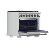 Forno Capriasca 36-Inch Gas Range, Stainless Steel, 6 Brass Burners, 120,000 BTU, Convection Oven, Energy Efficient