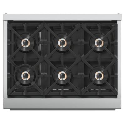 Forno Capriasca 36-Inch Gas Range, Stainless Steel, 6 Brass Burners, 120,000 BTU, Convection Oven, Energy Efficient