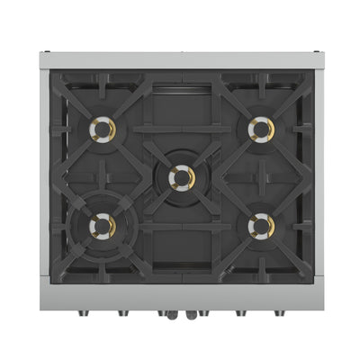 Forno Capriasca 30-Inch Freestanding French Door Gas Range, 4 Burners, Convection Oven, Energy Efficient