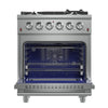 Forno Massimo 30-Inch Freestanding Gas Range, 4 Burners, True Convection Oven