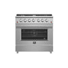 Forno Galiano 36-Inch Freestanding Gas Range, Stainless Steel, 6 Burners, Energy Efficient