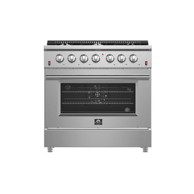 Forno Galiano 36-Inch Freestanding Gas Range, Stainless Steel, 6 Burners, Energy Efficient