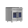 Forno Massimo 36-Inch Freestanding French Door Gas Range, 6 Burners, Convection Oven, Energy Efficient