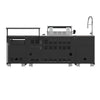 Forno Rimini Outdoor Kitchen 30" BBQ 62,600 BTU, 3 Burners with Sear & Rotisserie, 2.4 cu.ft. Beverage Center, Stainless Steel Sink, Black Cabinets & Gray Sintered Stone Countertop