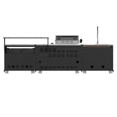 Forno Rimini Outdoor Kitchen: 30" BBQ 62,600 BTU, 4.8 cu.ft. Refrigerators, White Countertops