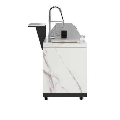 Forno Rimini Outdoor Kitchen: 30" BBQ 62,600 BTU, 4.8 cu.ft. Refrigerators, White Countertops