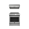 FORNO Premium 2-Piece Kitchen Bundle - Leonardo Espresso 30" Stainless Steel Range, 30" Stainless Steel Range Hood - FBDL-002-01US