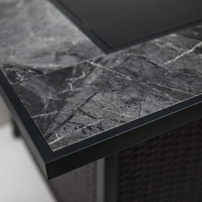 35 Inch Square Outdoor Propane Gas Fire Pit Table 50,000 BTU Heater with Lava Rock Filler