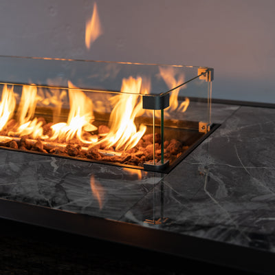 52 Inch Rectangular Outdoor Propane Gas Fire Pit Table 50,000 BTU Heater with Lava Rock Filler