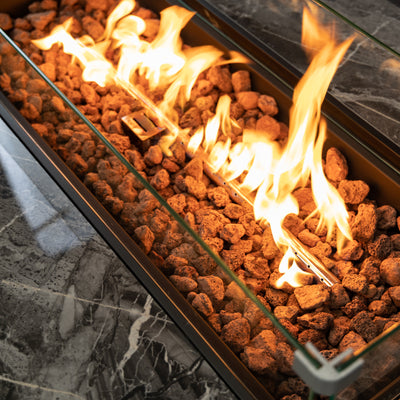 52 Inch Rectangular Outdoor Propane Gas Fire Pit Table 50,000 BTU Heater with Lava Rock Filler