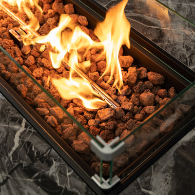52 Inch Rectangular Outdoor Propane Gas Fire Pit Table 50,000 BTU Heater with Lava Rock Filler