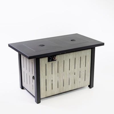 42 Inch Rectangular Outdoor Propane Gas Fire Pit Table 50,000 BTU Heater with Glass Bead Filler and Ice Bucket
