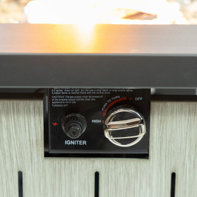 42 Inch Rectangular Outdoor Propane Gas Fire Pit Table 50,000 BTU Heater with Glass Bead Filler and Ice Bucket