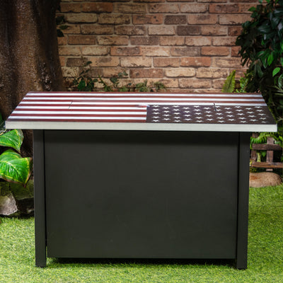 40 Inch Rectangular Commemorative Outdoor Propane Gas Fire Pit Table 50,000 BTU Propane with Lava Rock Filler