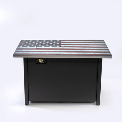 40 Inch Rectangular Commemorative Outdoor Propane Gas Fire Pit Table 50,000 BTU Propane with Lava Rock Filler