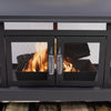 70 Inch Rectangular Outdoor Steel Wood Burning Fireplace with Log Storage, Poker and Side Tables