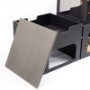 70 Inch Rectangular Outdoor Steel Wood Burning Fireplace with Log Storage, Poker and Side Tables