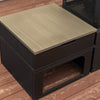 70 Inch Rectangular Outdoor Steel Wood Burning Fireplace with Log Storage, Poker and Side Tables