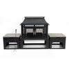 70 Inch Rectangular Outdoor Steel Wood Burning Fireplace with Log Storage, Poker and Side Tables