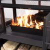 70 Inch Rectangular Outdoor Steel Wood Burning Fireplace with Log Storage, Poker and Side Tables