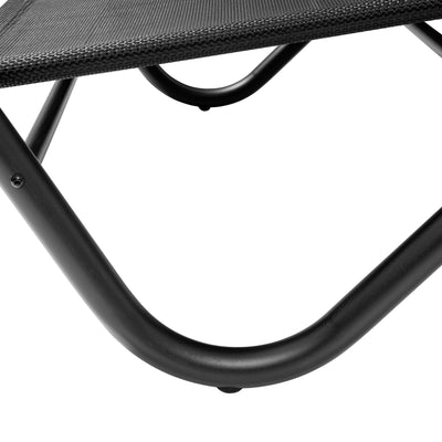 Outdoor Double Chaise Textilene Lounge Daybed with Canopy and Headrest Pillows