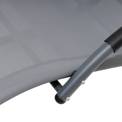 Outdoor Rocking Chaise Textilene Lounge Chair with Headrest Pillow