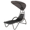 Outdoor Cushioned Chaise Lounge with Canopy and Headrest Pillow