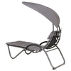 Outdoor Cushioned Chaise Lounge with Canopy and Headrest Pillow