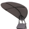 Outdoor Cushioned Chaise Lounge with Canopy and Headrest Pillow