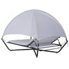 Outdoor Hammock Swing Lounge Daybed with Textilene Fabric Canopy