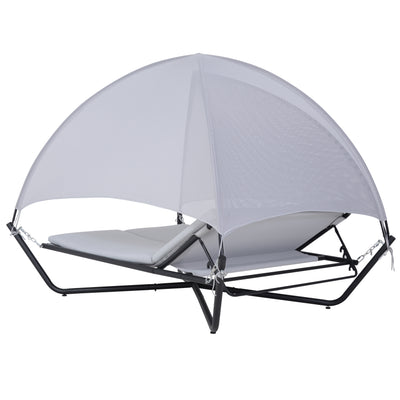 Outdoor Hammock Swing Lounge Daybed with Textilene Fabric Canopy