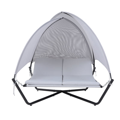 Outdoor Hammock Swing Lounge Daybed with Textilene Fabric Canopy
