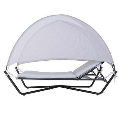 Outdoor Hammock Swing Lounge Daybed with Textilene Fabric Canopy