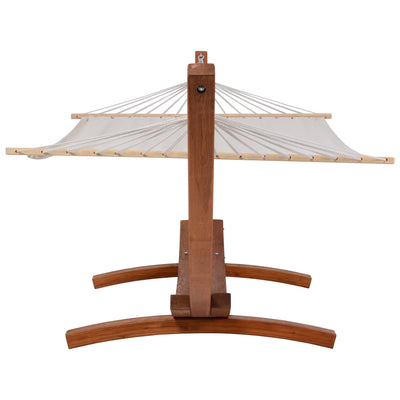 Outdoor Cedar Wood Hammock with White Textilene Fabric