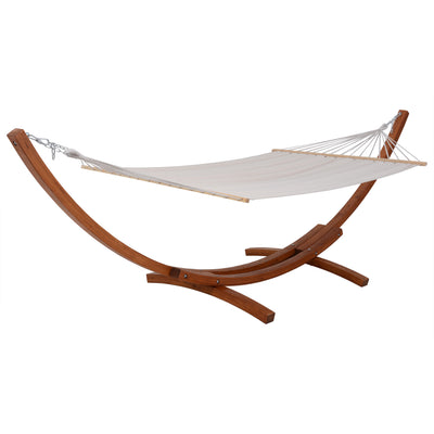 Outdoor Cedar Wood Hammock with White Textilene Fabric