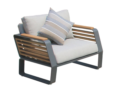 5 Place Seating Palazzolo Outdoor Teak Patio Conversation Set with Cushioned Chairs and Coffee Table