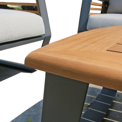 5 Place Seating Palazzolo Outdoor Teak Patio Conversation Set with Cushioned Chairs and Coffee Table