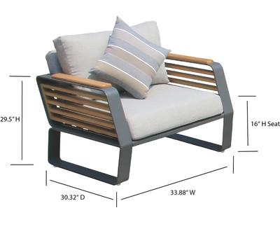 5 Place Seating Palazzolo Outdoor Teak Patio Conversation Set with Cushioned Chairs and Coffee Table