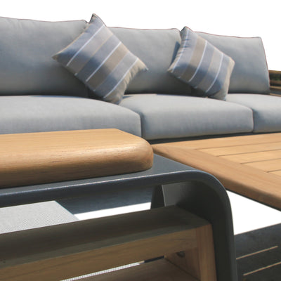 5 Place Seating Palazzolo Outdoor Teak Patio Conversation Set with Cushioned Chairs and Coffee Table