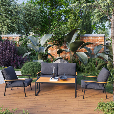 4 Place Seating Outdoor Patio Conversation Set with Coffee Table