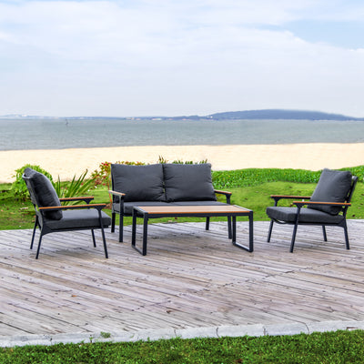 4 Place Seating Outdoor Patio Conversation Set with Coffee Table