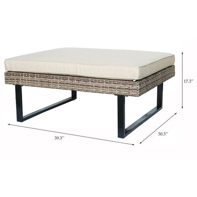 8 Place Seating Outdoor Wicker Corner Sectional Sofa and Ottoman Set with Table