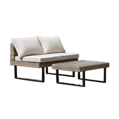 8 Place Seating Outdoor Wicker Corner Sectional Sofa and Ottoman Set with Table