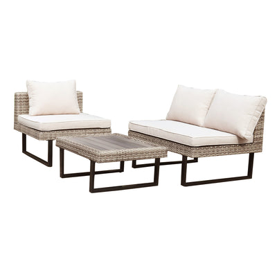 8 Place Seating Outdoor Wicker Corner Sectional Sofa and Ottoman Set with Table