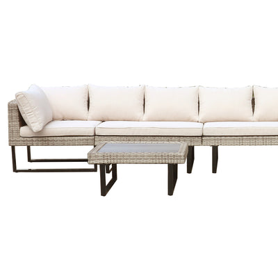 8 Place Seating Outdoor Wicker Corner Sectional Sofa and Ottoman Set with Table